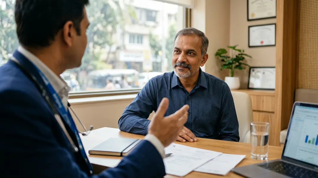 Specialist reviewing kidney reports with a patient